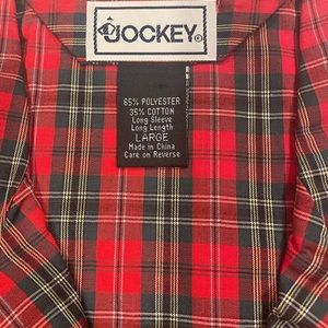 Men’s Jockey Poly cotton 2 piece lightweight plaid pajamas set long sleeve large